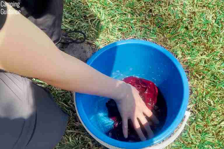 I soaked the Matador NanoDry in a bucket to test its absorbency.