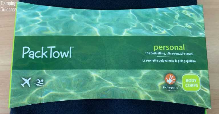 The PackTowl Personal's original packaging (front packaging).
