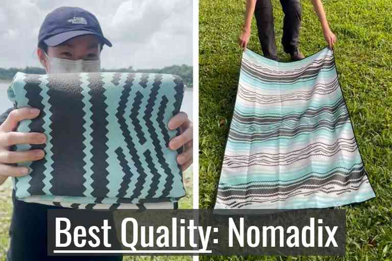 Nomadix towel folded (left), and Nomadix towel unfolded (right).