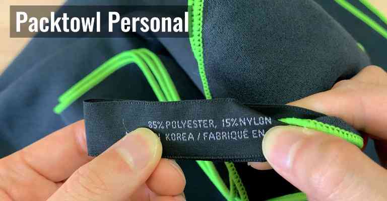The PackTowl Personal is made from 85% polyester and 15% nylon, which is a microfiber blend.