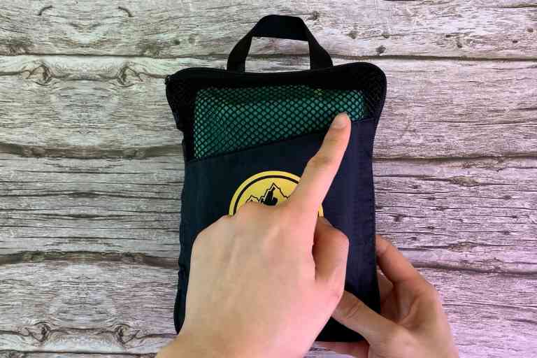 The mesh opening in the storage pouch of the Wise Owl Towel provides a little bit of ventilation.