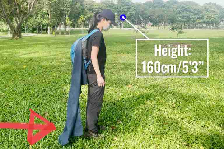 Rainleaf Microfiber Towel dragging on the ground when hung on my daypack.