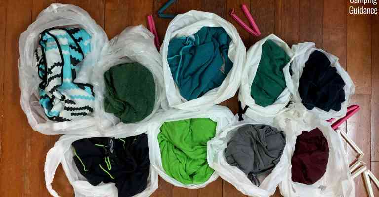 Testing the odor resistance of all the camping towels after dipping it in seawater and sealing them in separate plastic bags.