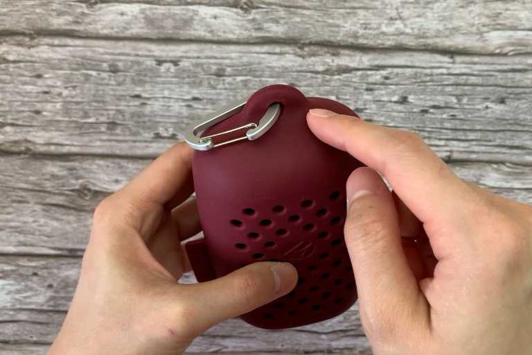 There's ventilation on one side of the Matador NanoDry storage pouch, and it also comes with a carabiner.