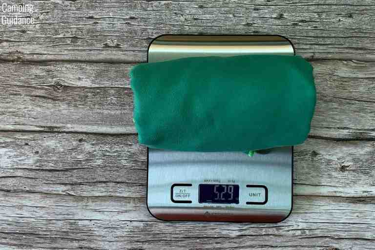 Weighing the Wise Owl Outfitters Towel in ounces - 5.29 ounces.