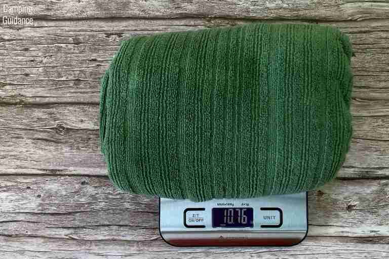 Weighing the PackTowl Luxe in ounces – 10.76 ounces.