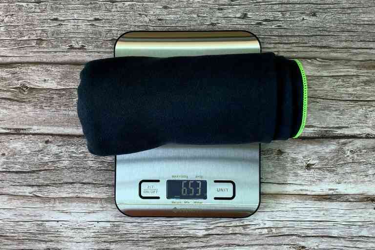  Weighing the PackTowl Personal towel in ounces - 6.53 ounces.