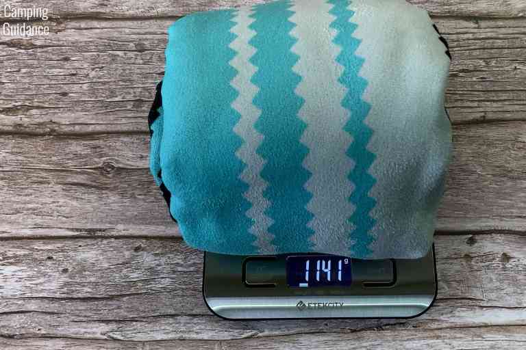Weight of the Nomadix Original towel after wringing - 1,141 grams (or 40.2 ounces)