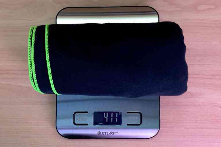 Weight of the PackTowl Personal after wringing – 411 grams (or 14.5 ounces)