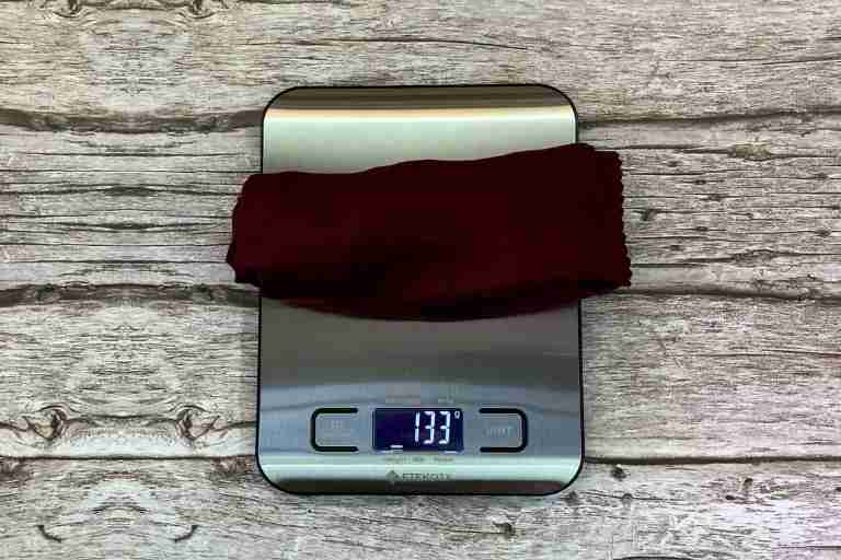 Weight of the Matador NanoDry towel after wringing – 133 grams (or 4.7 ounces)
