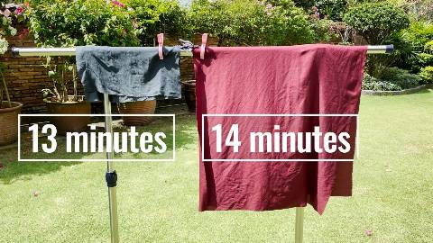 Drying the Matador NanoDry Trek Towel and Shower Towel outdoors.