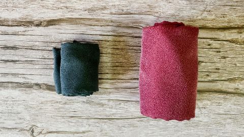 Packed size of the Matador NanoDry Trek Towel (left) beside the Shower Towel (right).