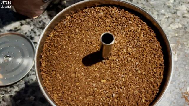 I packed the filter basket of the Coleman 12-Cup Stainless Steel Percolator to the brim.