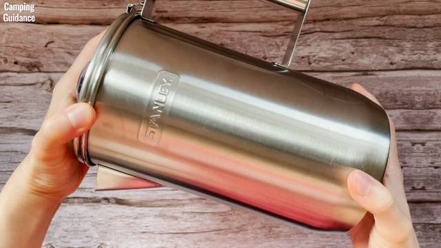 The finish on the outside of the Stanley Camp Percolator, stainless steel, Type 18/8.