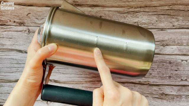 Here’s what the markings on the outside of the Stanley Camp Percolator look like.