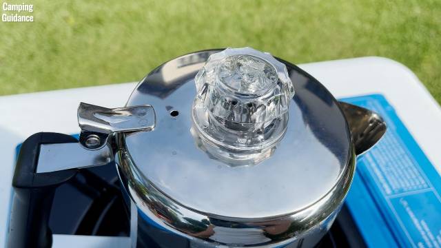 The PercView knob on the GSI Outdoors Glacier 3-Cup Percolator.