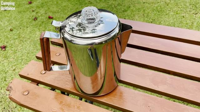 I placed the Coletti Bozeman Camping Coffee Percolator on a table.