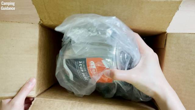 Taking out the GSI Outdoors Glacier 3-Cup Percolator from the Amazon box.