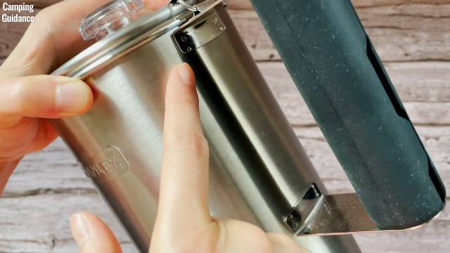 The 4 welds that hold the Stanley Camp Percolator's handle to the coffee pot.