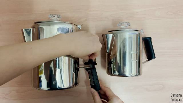 Using digital calipers to measure the thickness of the Coletti Bozeman and GSI Outdoors Glacier Percolators.