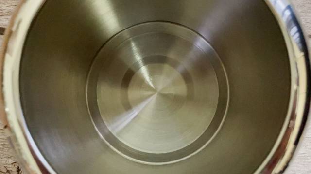 The interior finish of the Farberware Yosemite Percolator - no rust, staining, or any other marks.