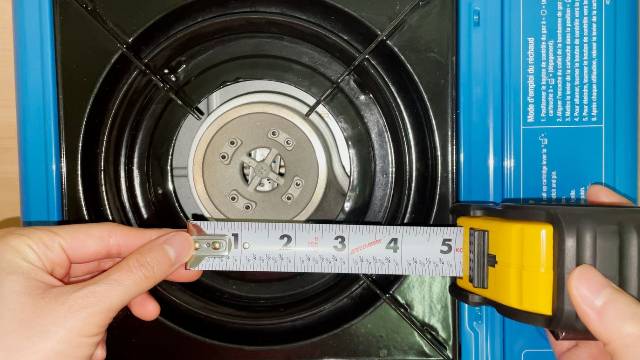 Measuring the burner of my Coleman Portable Butane Stove.