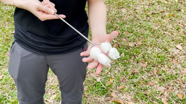 Here’s what the Sumpri Marshmallow Roasting Sticks looked like with 4 marshmallows on it.
