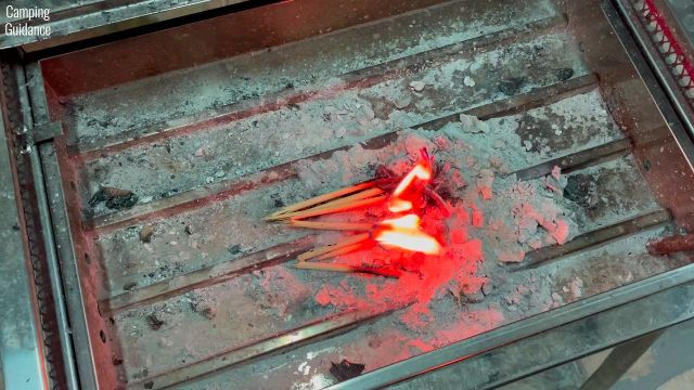 Here’s the bamboo marshmallow roasting stick burning in the firepit.