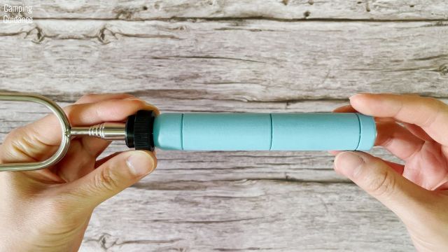 Here's a photo of the blue handle of the Jolly Green Marshmallow Roasting Sticks.