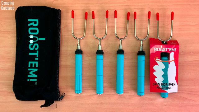 Here's my storage pouch, my 5 Jolly Green Marshmallow Roasting Sticks.