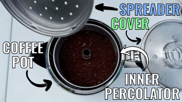 Here's a picture showing you the difference between the outer coffee pot and the inner percolator.