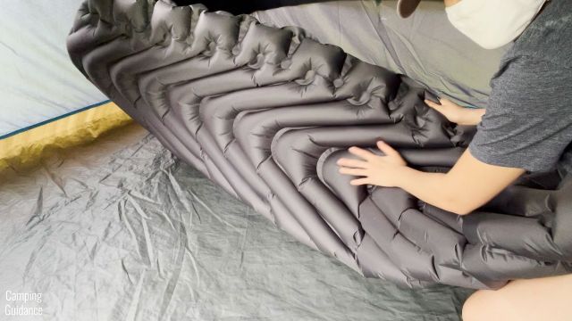Here's what the bottom of the Klymit Double V Uninsulated Sleeping PAd looks like.
