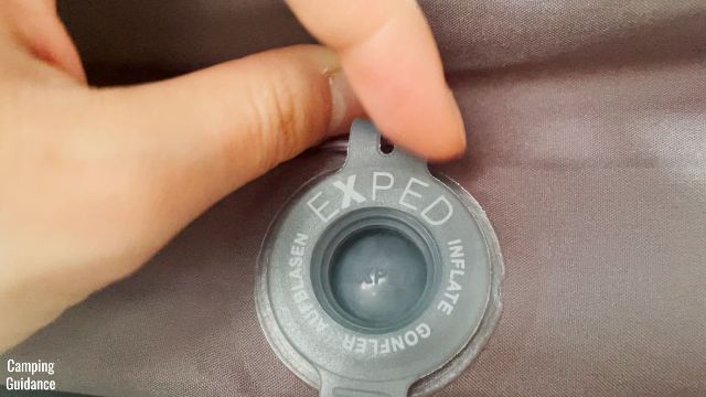 This is a picture of the Inflation valve (closed) of the Exped MegaMat Duo 10.