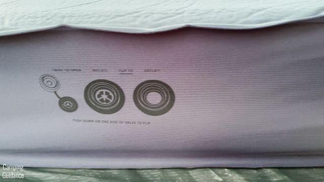 This picture shows the instructions that can be found printed on the side of the REI Camp Dreamer Double.