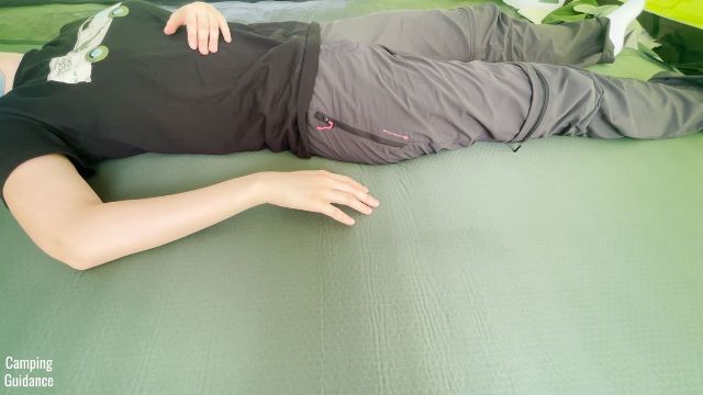 This is a picture of me lying down on my Exped MegaMat Duo 10.