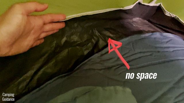 When inside the Coleman 2-Person Sundome Tent, there was no space for me to attach the included pump to inflate the REI Camp Dreamer Double.