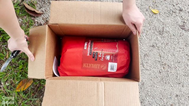 This is the Klymit Double V Insulated Sleeping Pad out of the Amazon box.