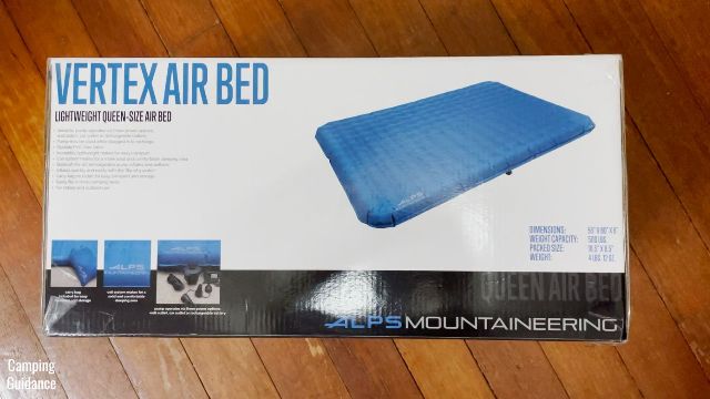 This is what the packaging of the Alps Mountaineering Vertex Air Bed looked like.