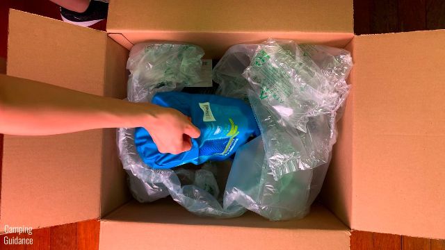 This is a picture of me taking the Klymit Double V Uninsulated out of the Amazon packaging.