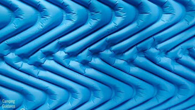 This is a picture of the V-shaped air chambers of the Klymit Double V Uninsulated Sleeping Pad.