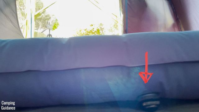 This is a picture of where the valve on the Alps Mountaineering Vertex Air Bed is located.