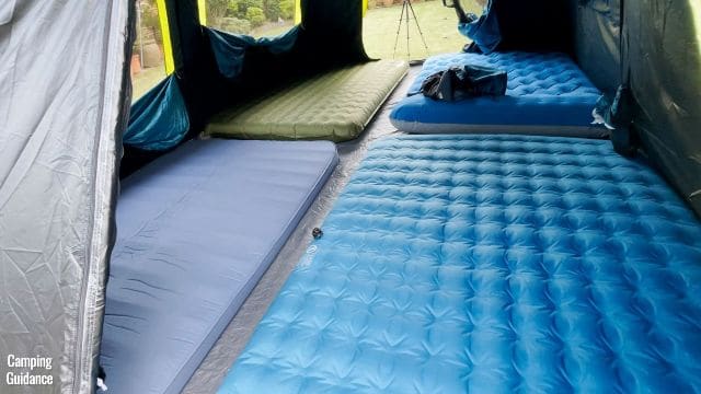Here’s what having 4 queen-sized camping mattresses would look like inside the Coleman 10-Person Instant Cabin Tent.