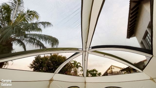 This is a picture of the ceiling mesh on the roof of the Ozark Trail 10-Person Cabin Tent.