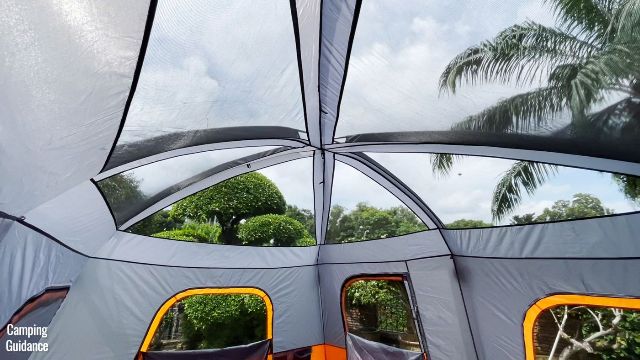 This is a picture of the ceiling mesh (without the rainfly) of the Core 10-Person Straight Wall Cabin Tent.