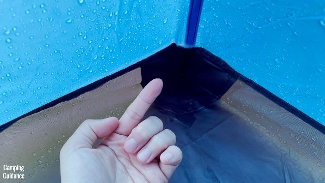 After many hours of moderate to heavy rain, I noticed that the corners of the Columbia Mammoth Creek Tent started leaking.
