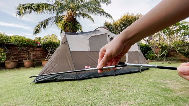 One of my fiberglass poles for the WeatherMaster 10-Person Tent broke slightly, so I fixed it with some duct tape.