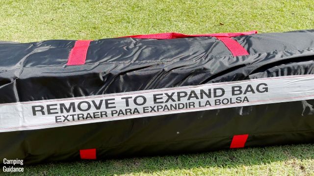 The bottom of the carry bag of the Coleman 10-Person Instant Cabin Tent can be removed, in order to expand the bag for an easier pack up.