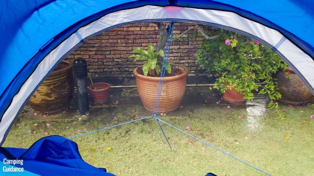 This is a picture of one of the pull-out windows open in the Columbia Mammoth Creek 10-Person Tent.