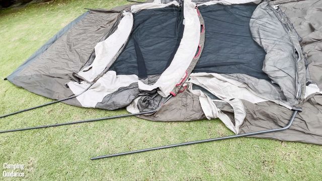 This is what your Coleman WeatherMaster 10-Person Tent will look like after you’re done installing all the steel poles.