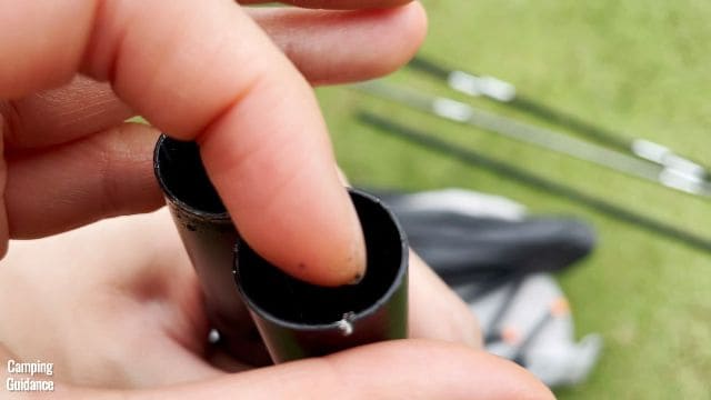 One of my steel wall poles of my Core 10-Person Straight Wall Cabin Tent came with a slight chip so I had to file it down.